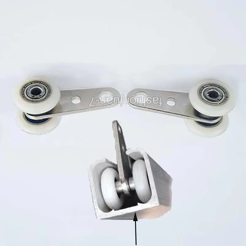 

HOT 200PCS Metal Heavy Window Curtain Hanging Rollers High-loading Dual Nylon Silent Wheels Ball Bearing Smoothly Moving Pulleys