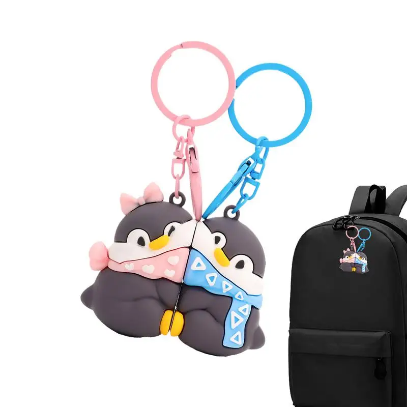 Penguin Pendant Keychains Bag Charm Magnetic Keyring For Couple Cartoon Penguin Lovers Key Chain Jewelry For Bags Backpacks Tote