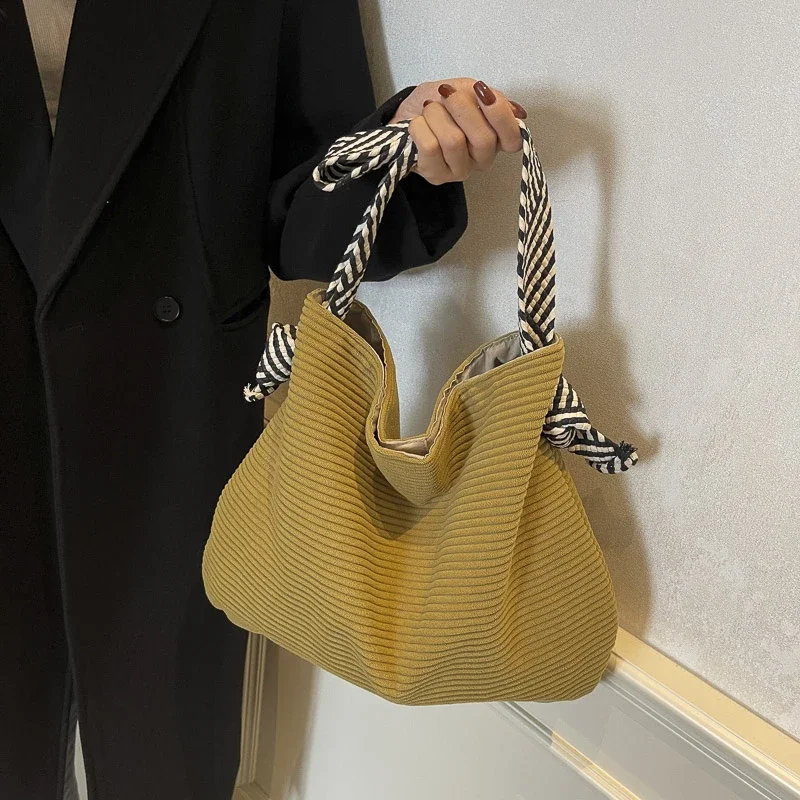 Contrasting Colors Interior Compartment Tote Bags Sewing Thread Hot Sale Bags for Women Large Capacity Nylon Women's Handbags