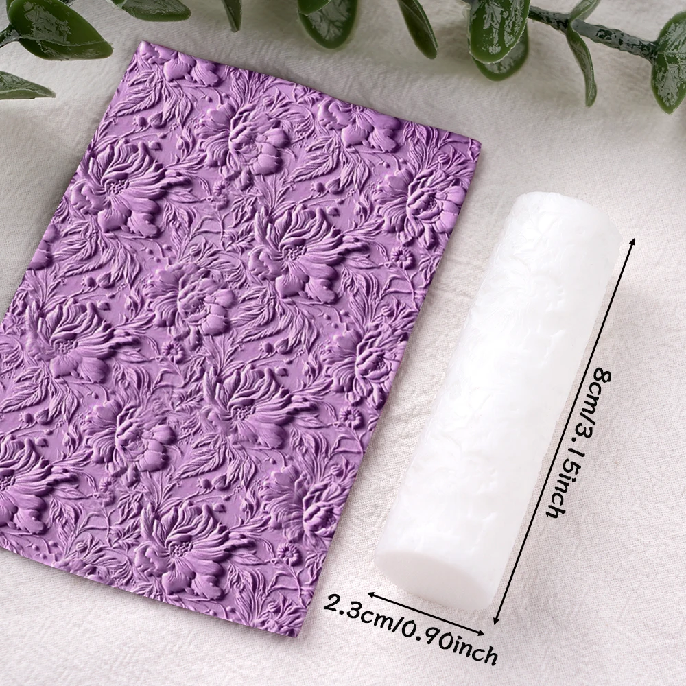 ลูกกลิ้งลายดอกไม้สไตล์วินเทจ ทำจากพลาสติกทนทาน สำหรับลายดอกไม้สไตล์วินเทจบนดินโพลิเมอร์ ใช้ทำต่างหู เครื่องประดับ งาน DIY