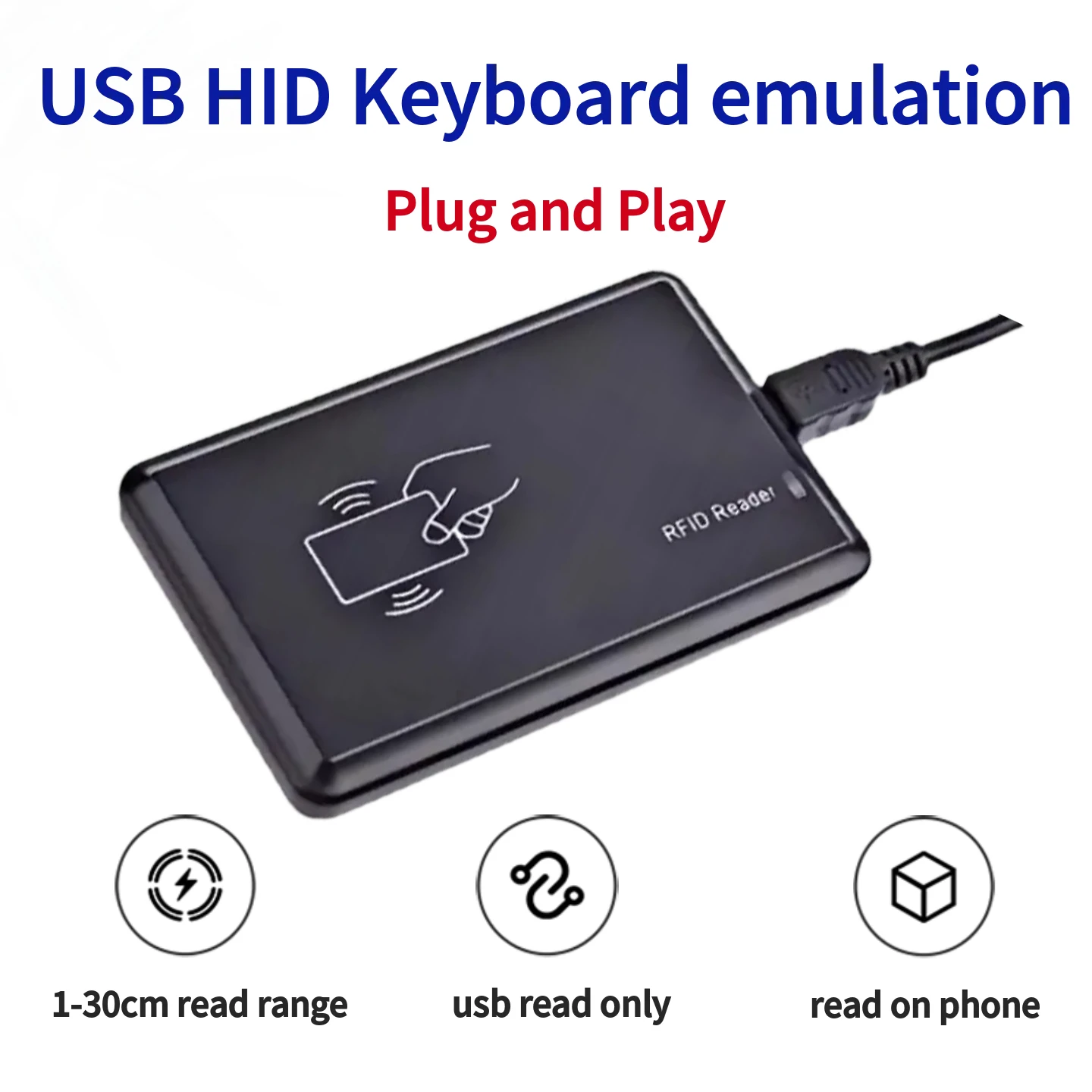 UHF RFID Reader Writer 860-960MHz Plug&Play USB Scanner for Android/iOS - Portable RFID Inventory Scanner with 5m Re