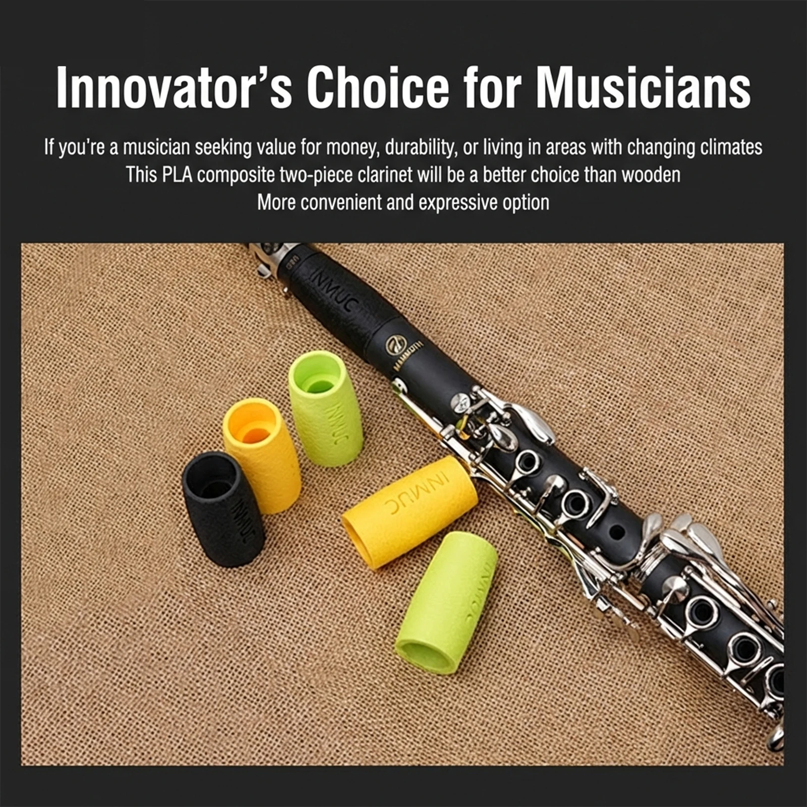 Clarinet Two-Section Tube, Black Tube, Tone-Changing Tube, Long Section 65mm, Short Section 62mm, Clarinet Accessories