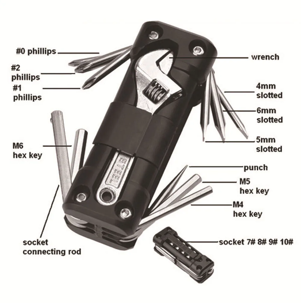 Multi functional  16 in 1 combination tool, outdoor camping bicycle motorcycle tool KT-02