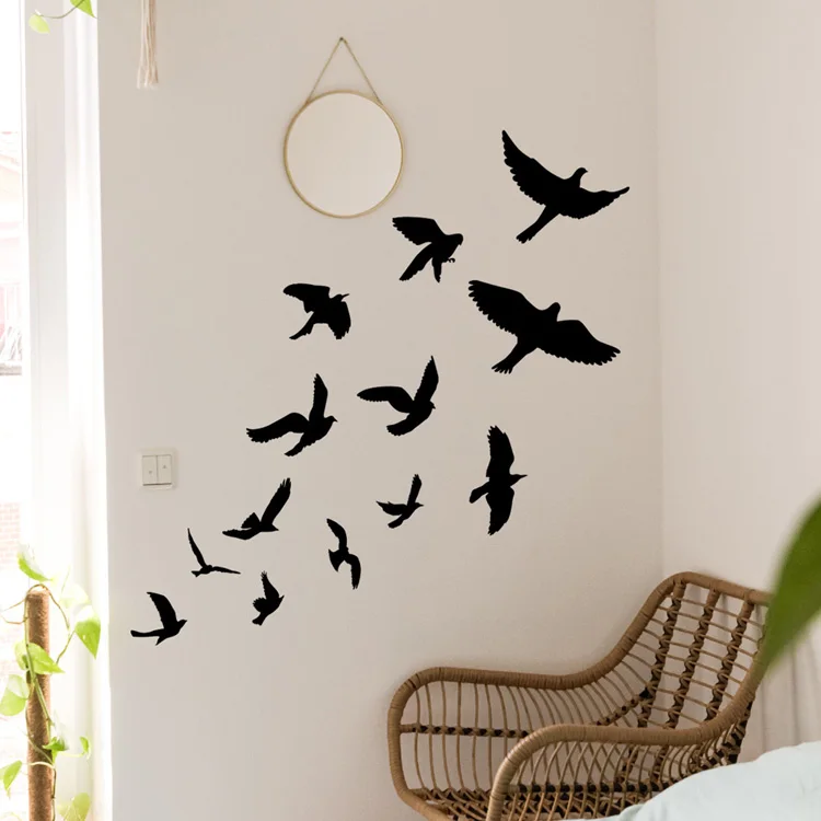 �Many Little Birds Fly“-Wandaufkleber für die Dekoration von Wohnzimmerhintergründen, selbstklebende Wandbilder, zur Verschönerung von Schlafzimmern, abnehmbare Aufkleber. – Detail 2