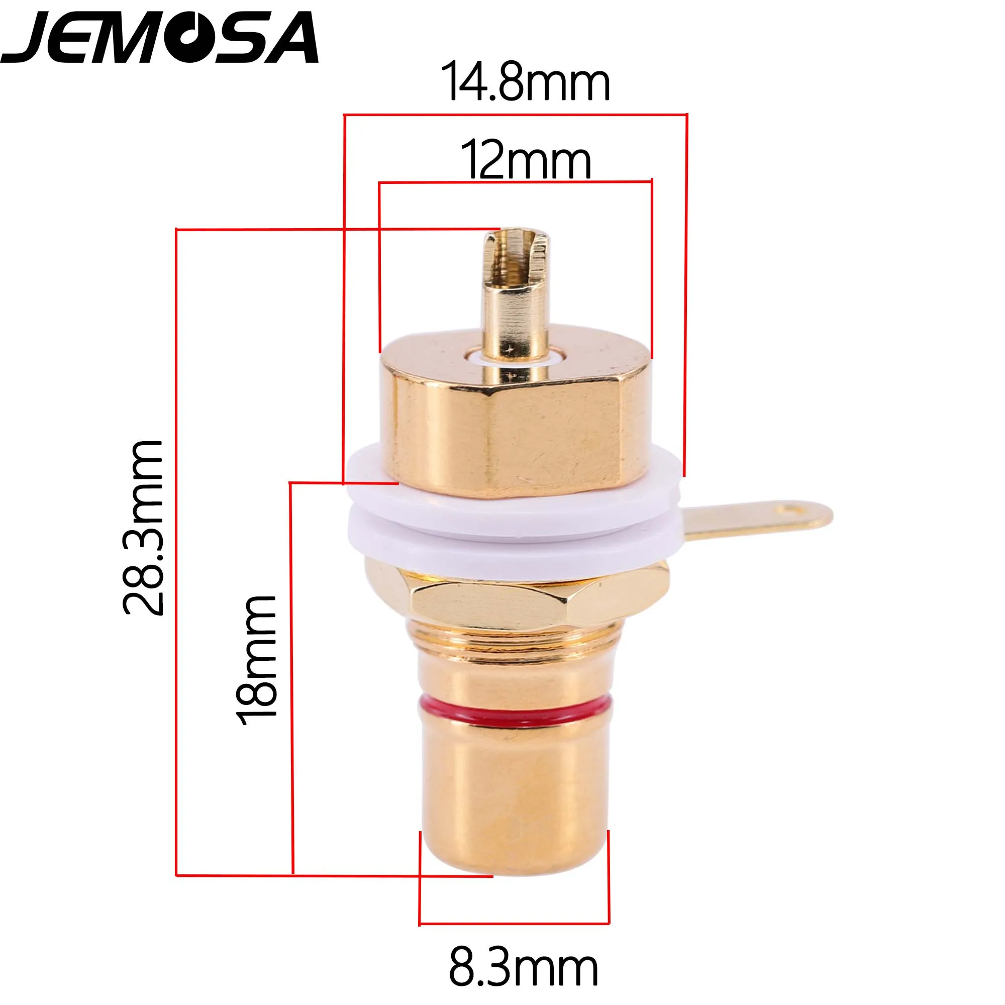 ขั้วต่อ RCA ปลั๊กตัวเมียแชสซีตัวเชื่อมต่อแจ็ค Bulkhead สีแดงสีดำรอบ Nut Solder ทอง AMP ปลั๊กเสียง