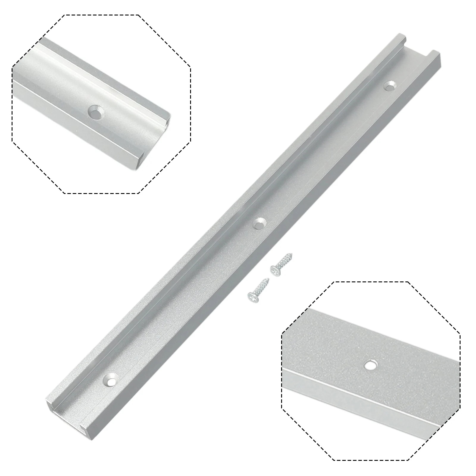 Handy Silver Aluminium Alloy T Track, Compatível com banco de madeira, Braçadeira de ação rápida, 30 Tipo, 300mm Comprimento