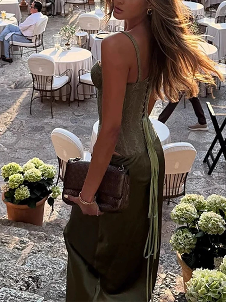 Modne stroje na wakacje, seksowny koronkowy top, kombinezon i zestaw z długą spódnicą, letni, ażurowy, bez rękawów, na ramiączkach, wyszczuplający strój na imprezę.