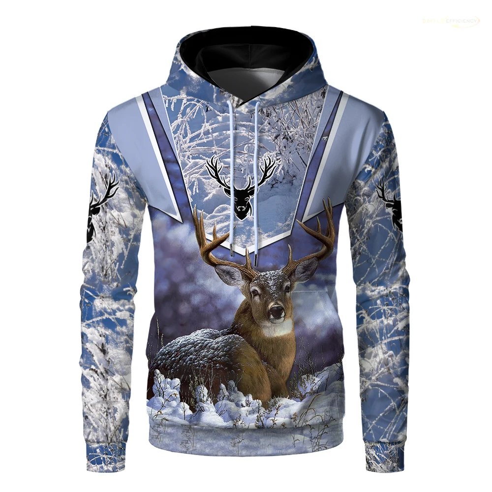 

2024 New Animal Hunting Camouflage 3D Printing Hoodies Autumn Sika Deer Pattern Sweatshirt Outdoor Casual Y2K Style Men's Tops