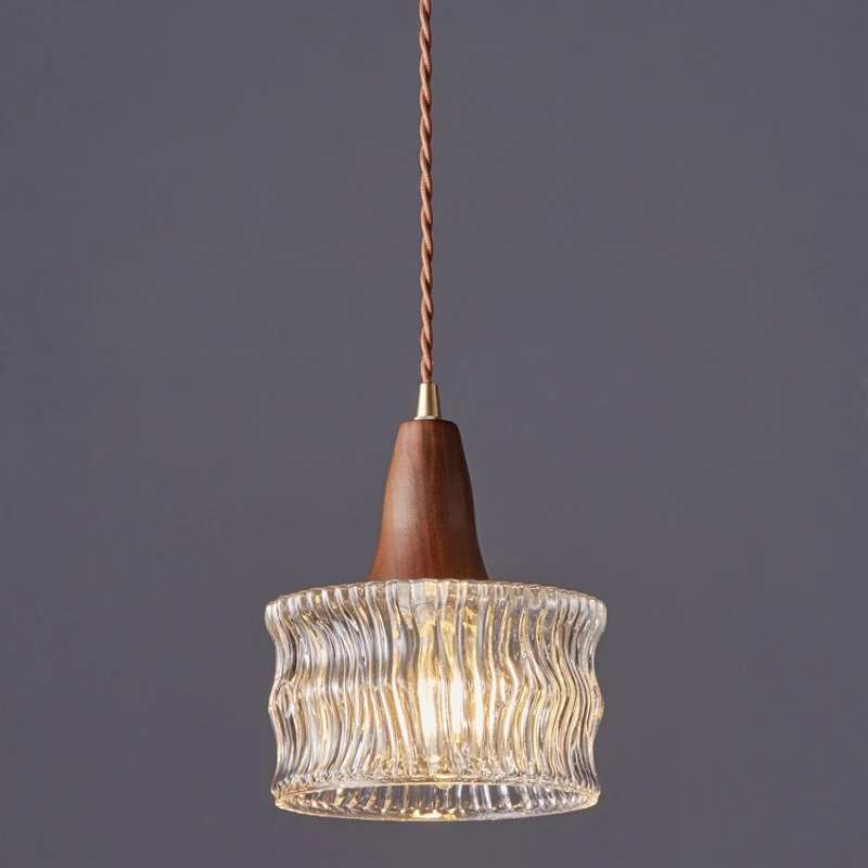 

Modern Nordic Wooden Pendant Lights Industrial Decor Light Fixtures Glass Chandelier for Kitchen Restaurant Bedroom Living Room