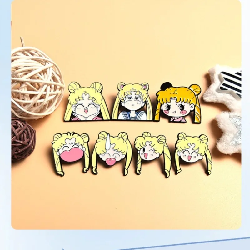 7Pcs Set Sailor Moon Heart Shape Enamel Pins Cartoon Broochs Creativity Metal Badges for Backpack Clothing Jewelry Holiday Gifts view 4