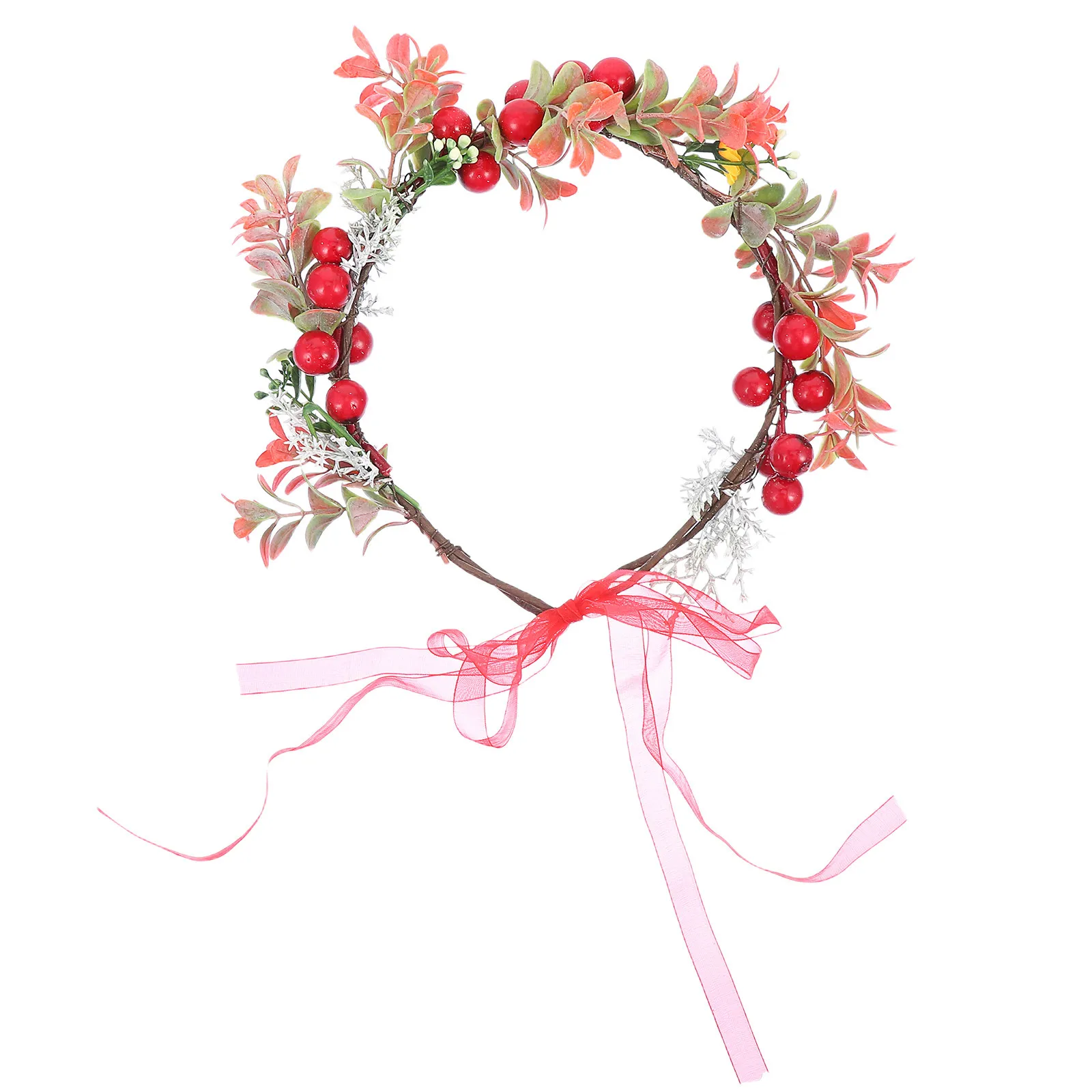 

Christmas Wreath Headband Simulated Red Berry Green Plant Delicate Hairband Party Wedding Xmas Wreath Hairband Berry Garland