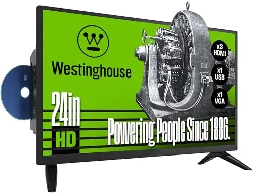 

Westinghouse 24" HD LED TV with Built-in DVD Player – Non-Smart, Streaming Compatible – Ideal for RVs & Small Spaces