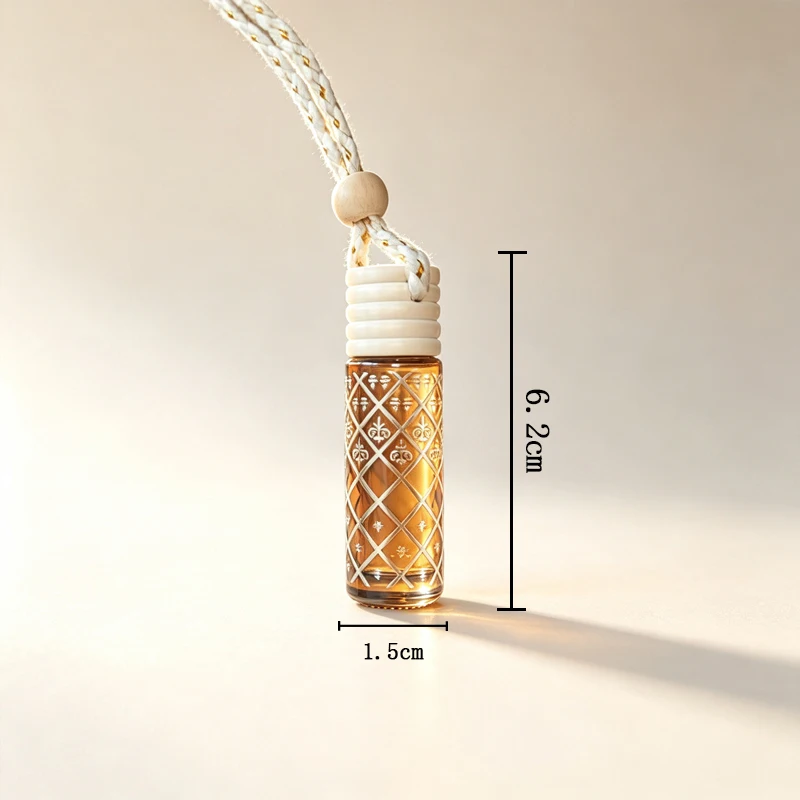 8ML Frosted Glass Hanging aroma Diffuser Car Fragrance Bottle Suitable for Essential Oils Air Freshener Car Aromatherapy Pendant