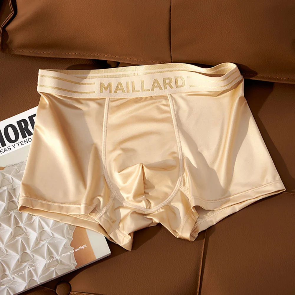 Men Satin-like Smooth Briefs Ice Silk Underwear Thin Panties Breathe Boxer Shorts Seamless Underpants Sexy Accessories Hot Trunk