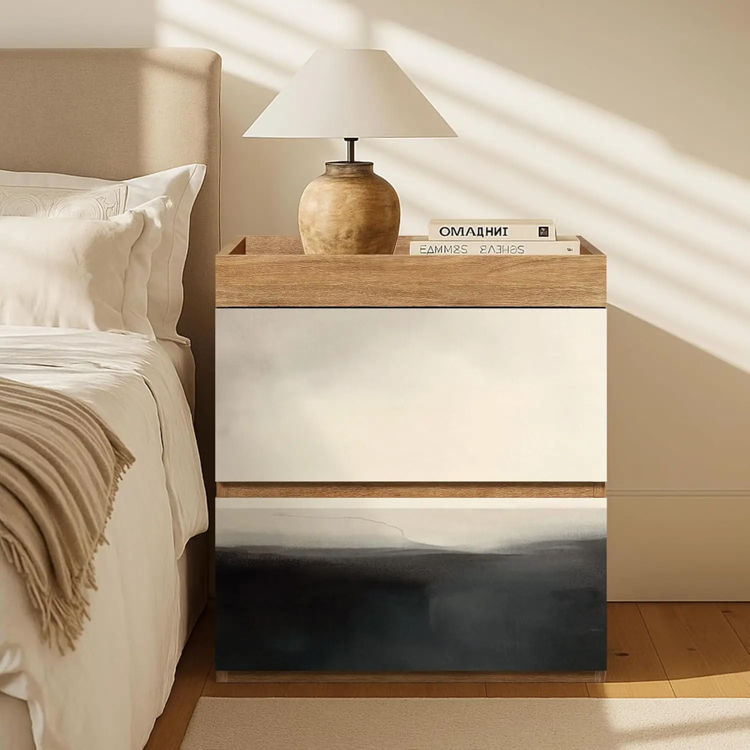 Minimalist Black White Nightstand 1