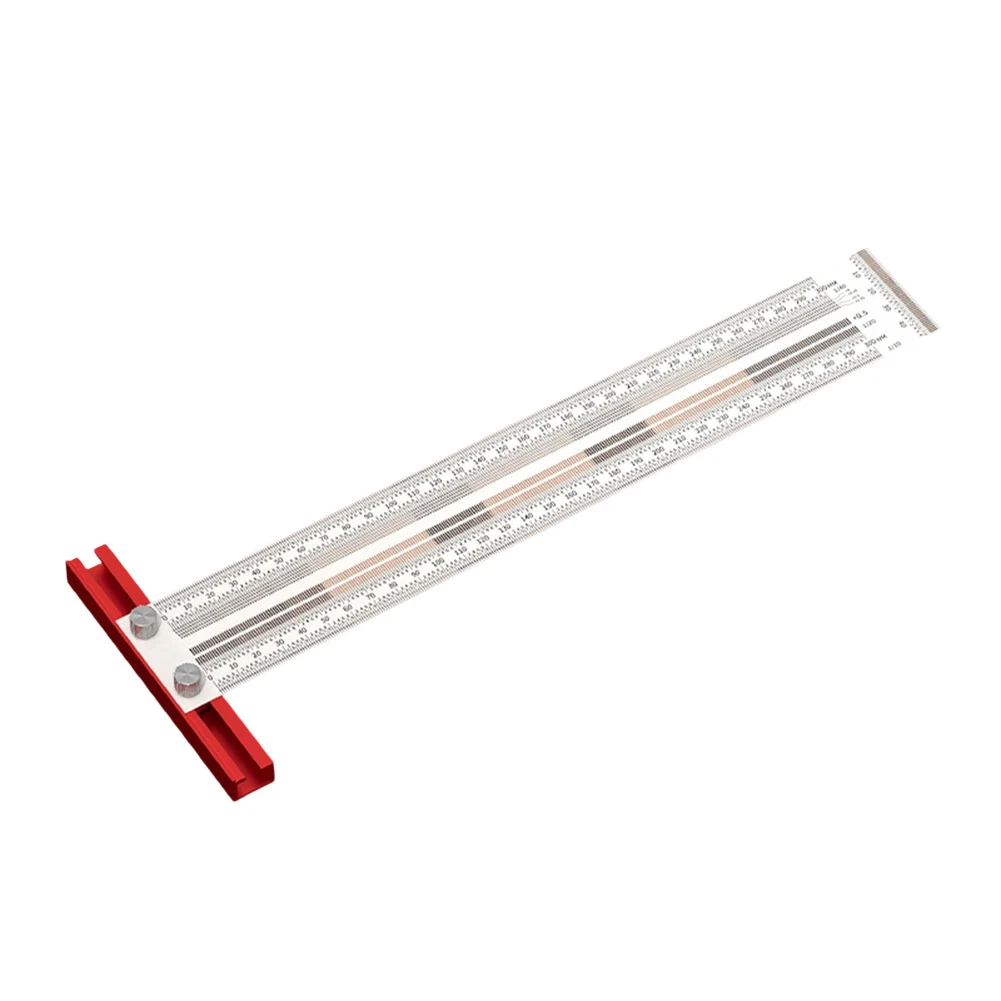 1Pc Stainless Steel T-Type Hole Marking Ruler For Woodworking Scribing Line Gauge Measuring Tool 200mm 300mm 400mm