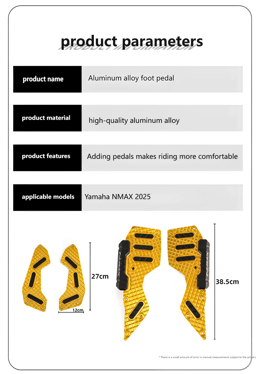 ملحقات الدراجة النارية لياماها NMAX155 NMAX 2025 مسند القدم أوتاد سبائك الألومنيوم المصنع الأصلي تركيب القدم بيدا