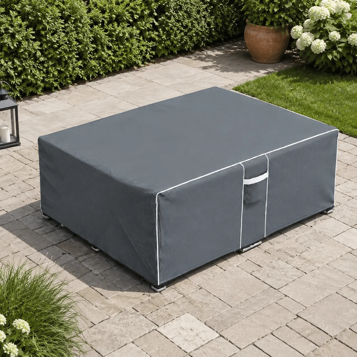 Square Patio Furniture Cover 142/218x74cm Heavy Duty Waterproof Outdoor Rattan Sofa Set Cover UV Resistant Windproof All Weather
