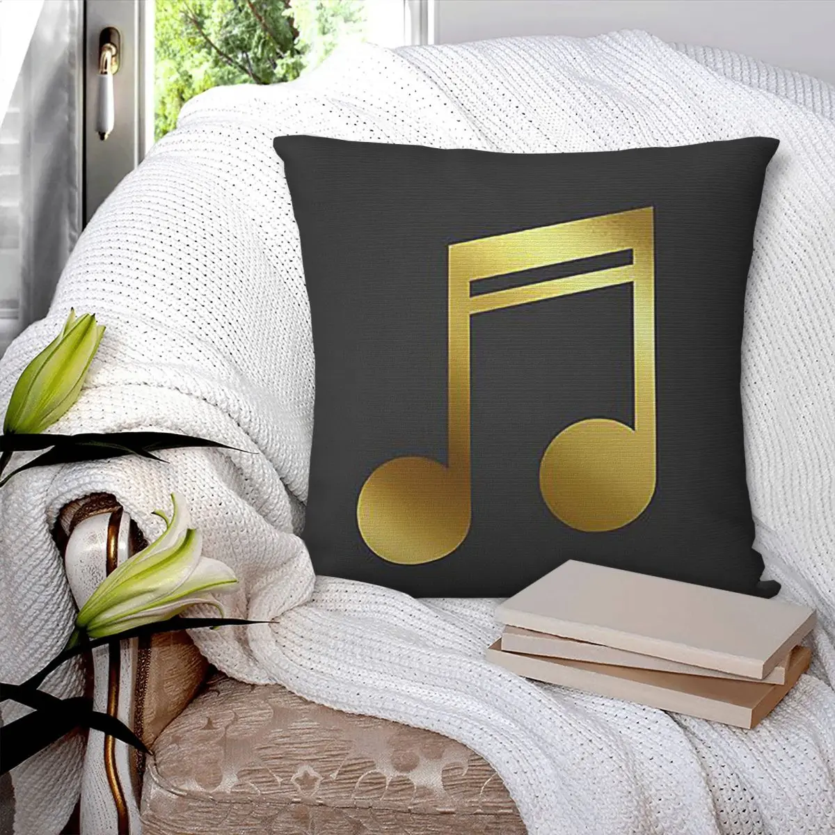 Music Badge Square Pillowcase Pillow Cover Polyester Cushion Decor Comfort Throw Pillow for Home Bedroom