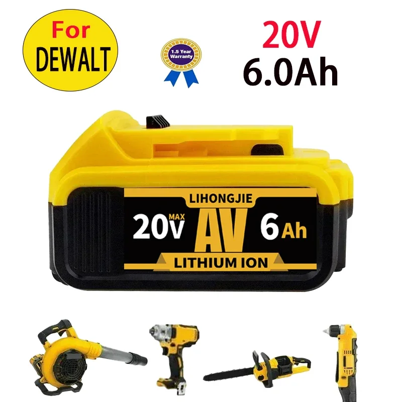 For Dewalt power tools 18V 8Ah rechargeable battery, power tool lithium battery 20V 18V 5Ah 6Ah DCB180, DCB181, DCB182