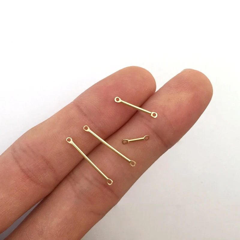 Real 14K Gold Filled Round Bar Link Gold Jewelry Accessories Long Stick Connector for Necklace Making Handmade Jewelry Findings