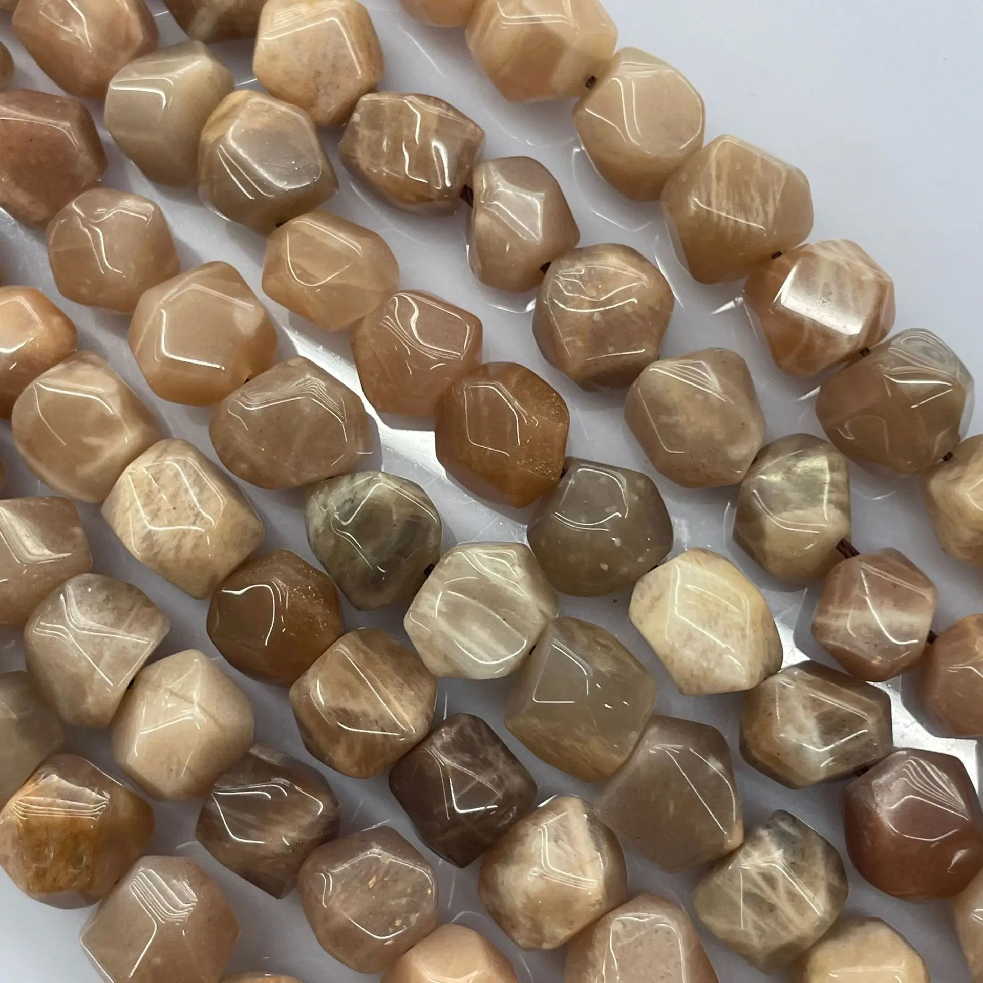 Pink Sunstone Faceted Baroque 38cm FPPJ Loose Beads for DIY Jewelry Making Nature-Inspired 18