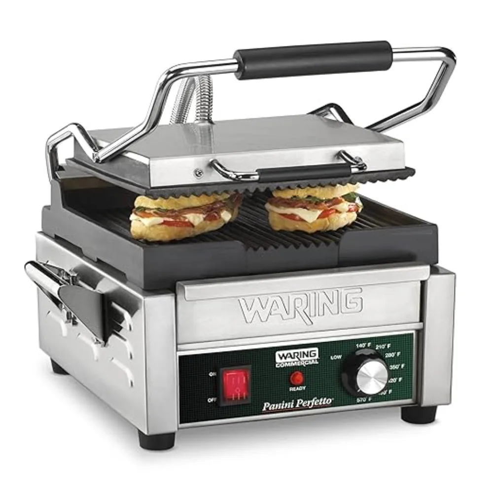 Commercial WPG150 Compact Italian-Style Panini Grill, 120-volt, Silver