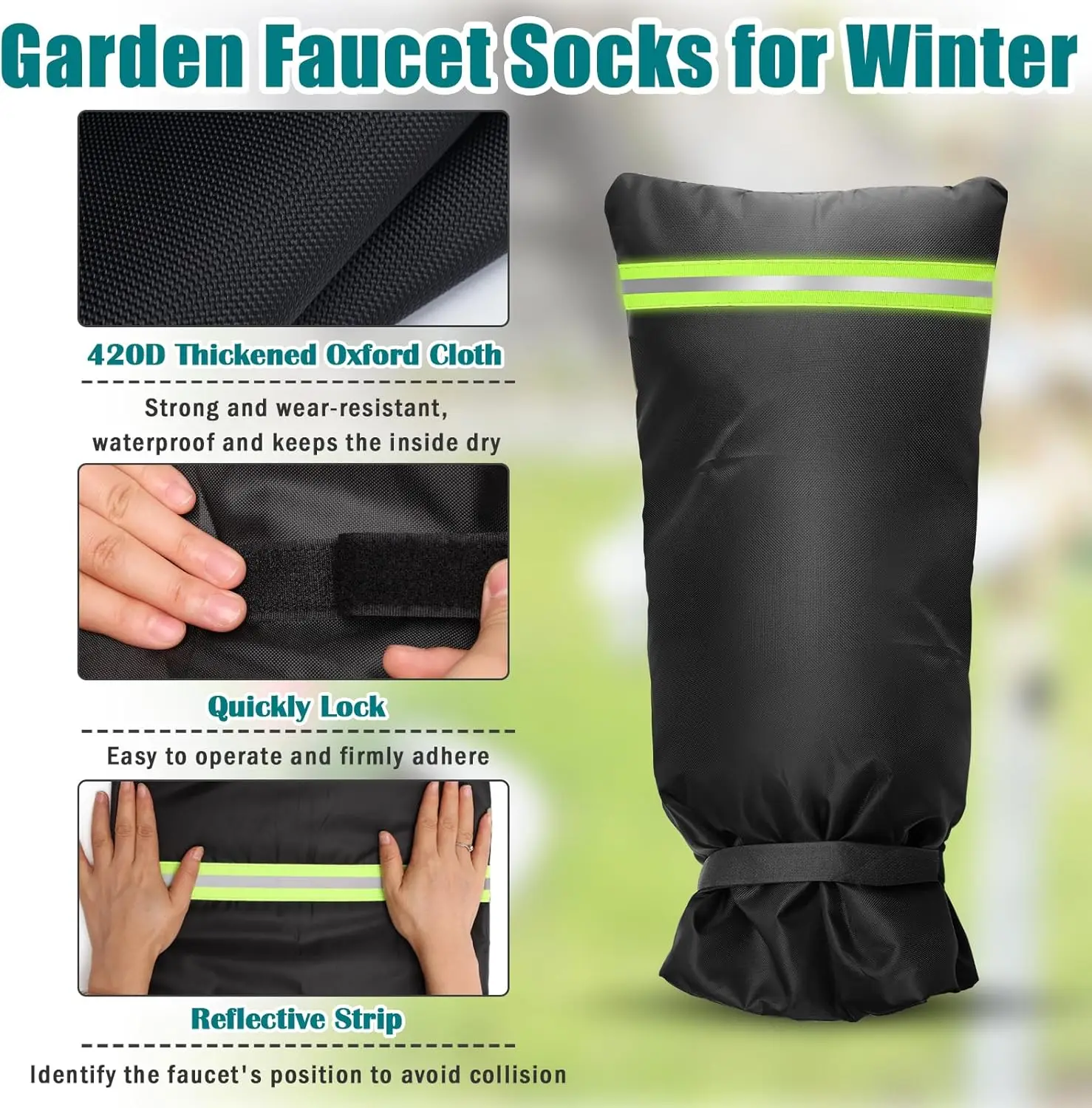 Faucet Cover Outdoor Black Frost-proof Insulated Tap Wrap For Yard Faucets Winter Outdoor Tap Protection Sleeve for Most Faucets