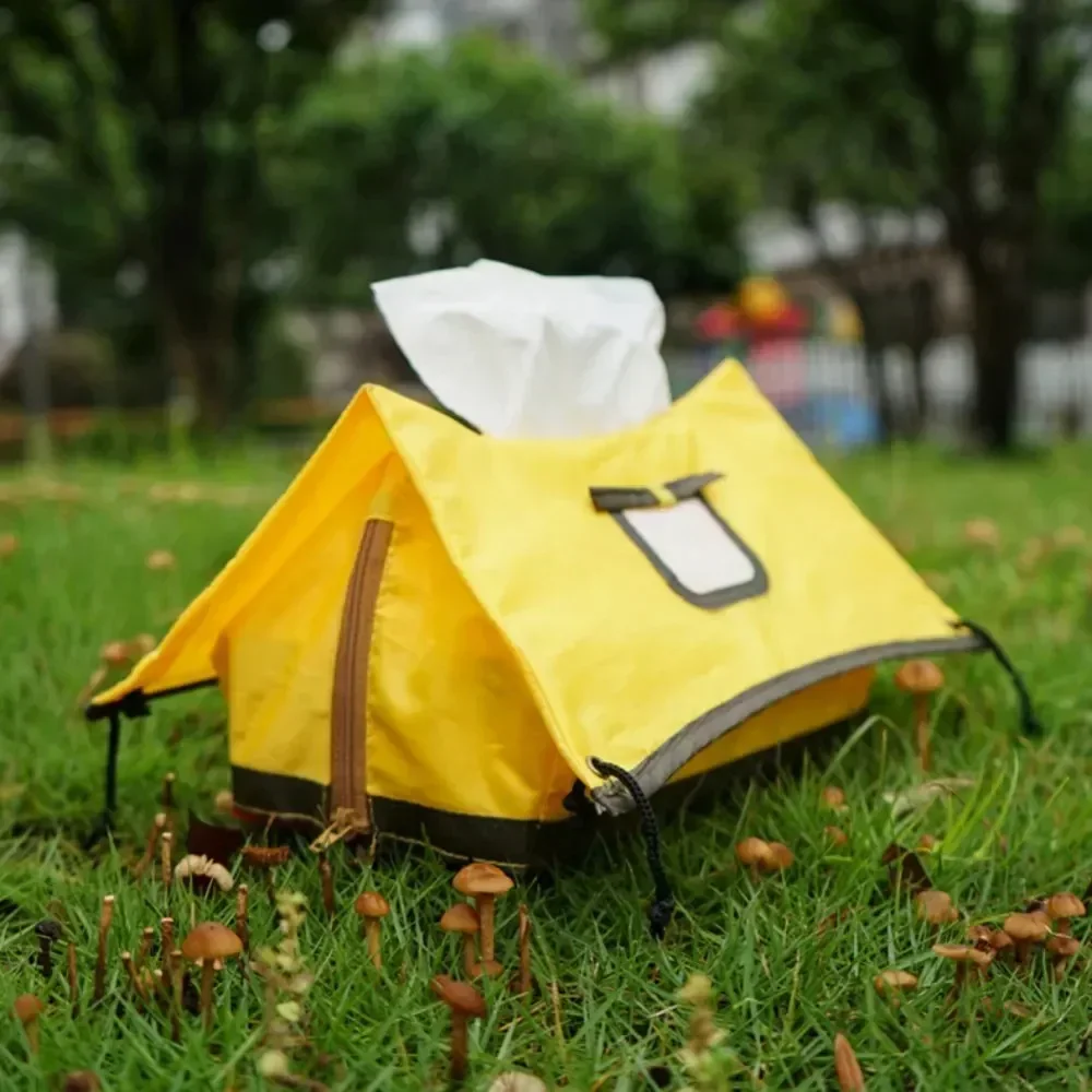 Outdoor Camping Tissue Box Barbecue Creative Tent-shaped Tissue Storage Box Foldable Portable Car Paper Pump