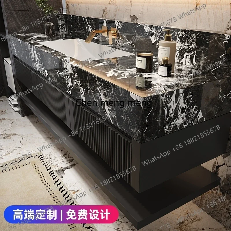 خزانة حمام بحوض مزدوج متكامل من السيراميك بدون خياطة مدمجة لحوض غسيل الحمام #5