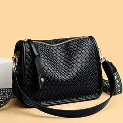 Casual Large Capacity Soft Leather Shoulder Crossbody Women High Quality Weaving pattern Luxury Designer Handbag Ladies Tote