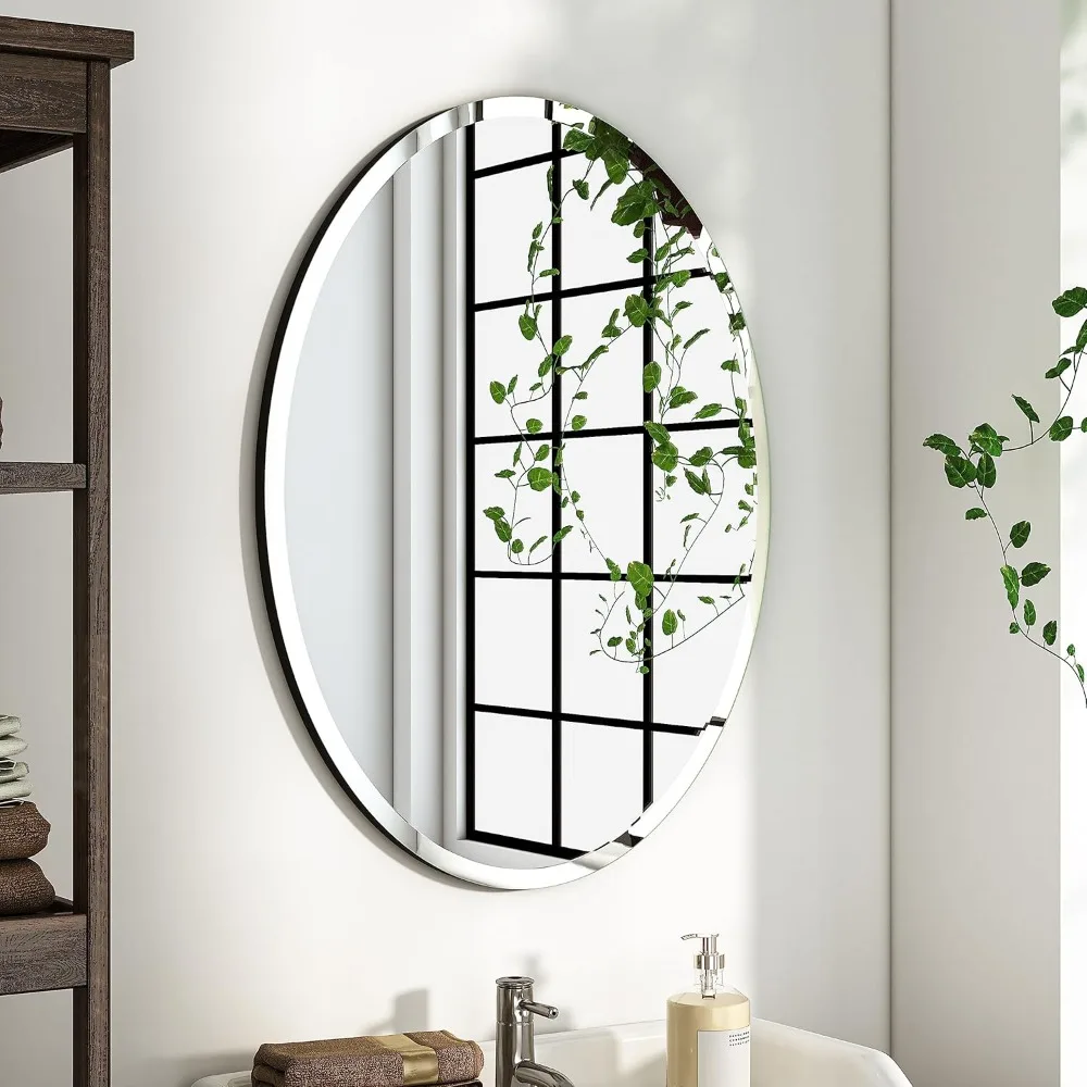 

KOHROS Bathroom Mirrors for Over Sink - Oval Frameless Mirror - Beveled Polished Wall Mirror for Bathroom, Vanity, Bedroom