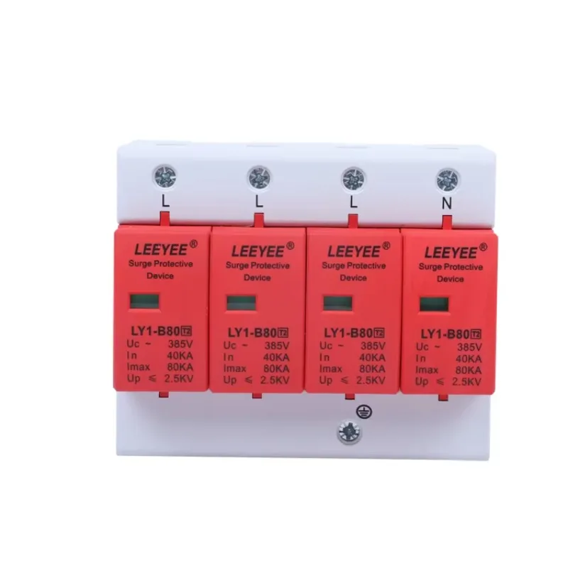 Fireproof case B80 4P Ac Surge Protector Device 80KA 385V for Ac Power Line Over Voltage protection