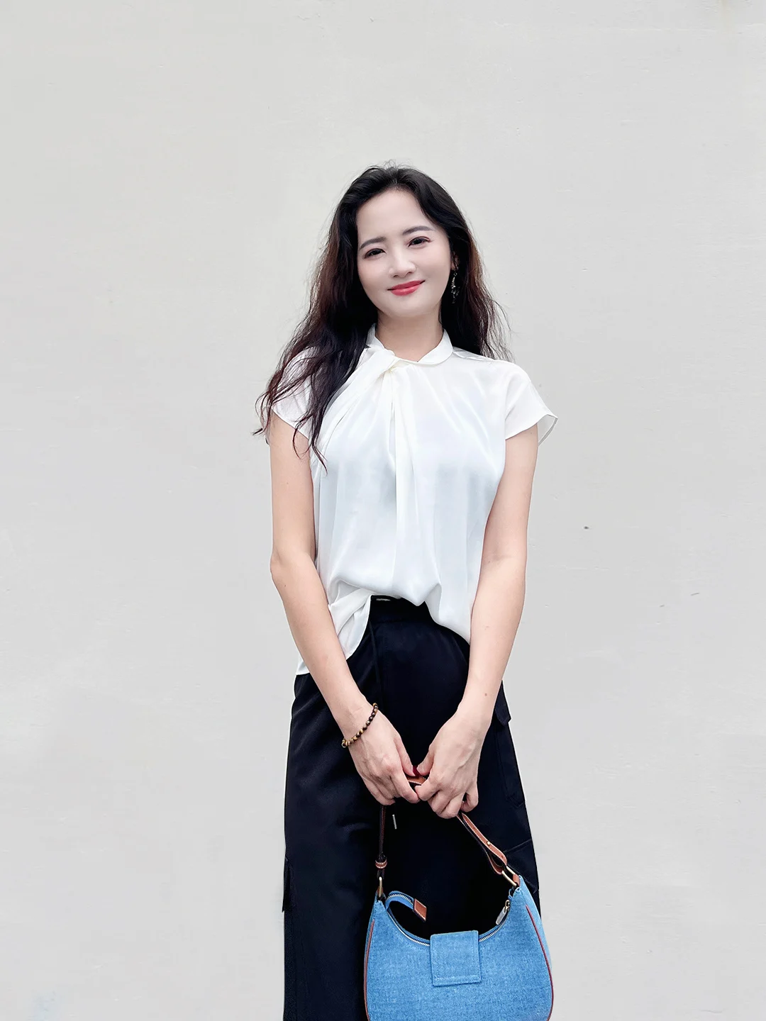 

Белая шелковая блузка Ele Bla с воротником-узлом, универсальная, приталенная, в стиле Princ Barbara Home, легкая, роскошная, для повседневной носки, свободного кроя