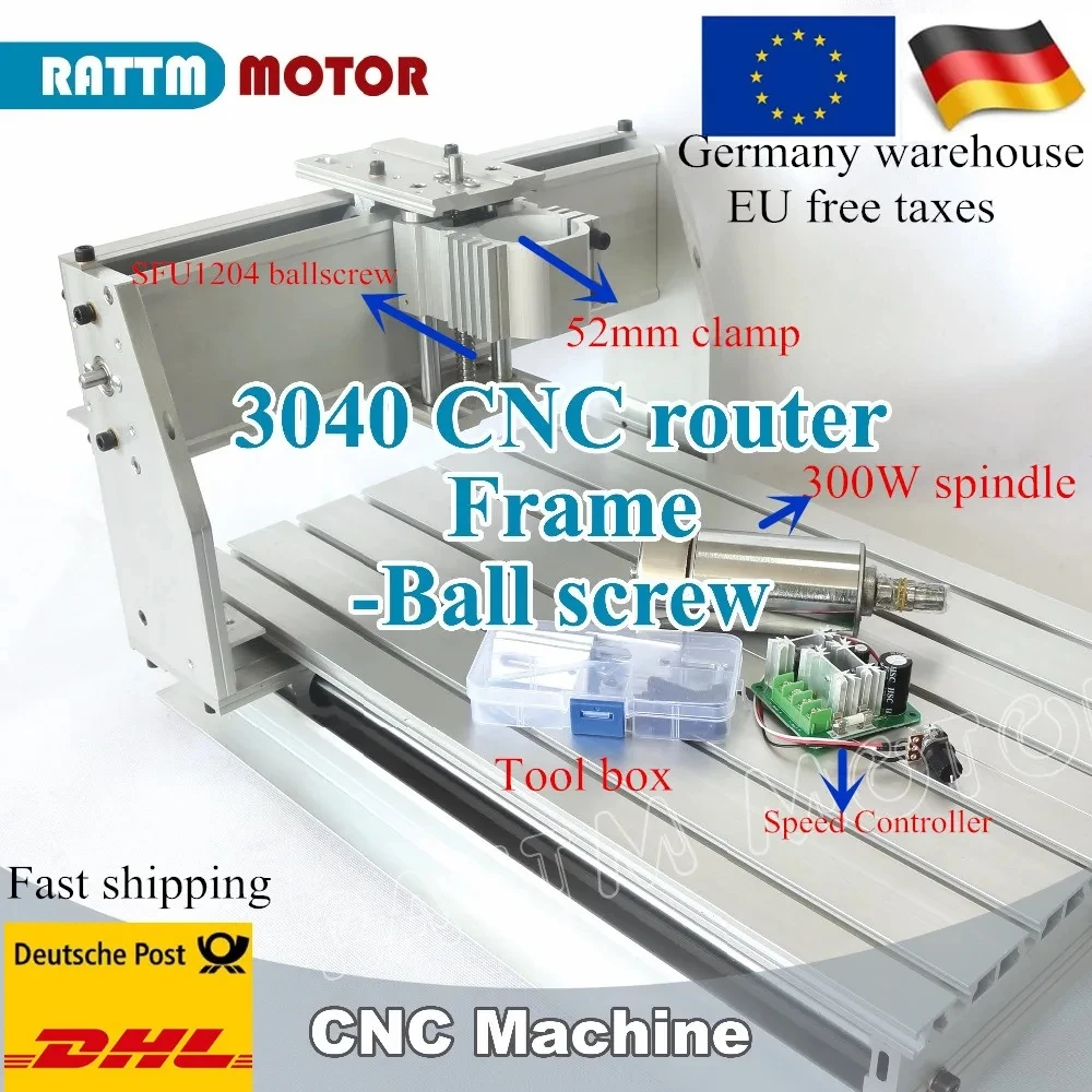 Kit de estrutura cnc de alumínio 3040, fresa de gravação para máquina de marcenaria com fixação de braçadeira de 52mm
