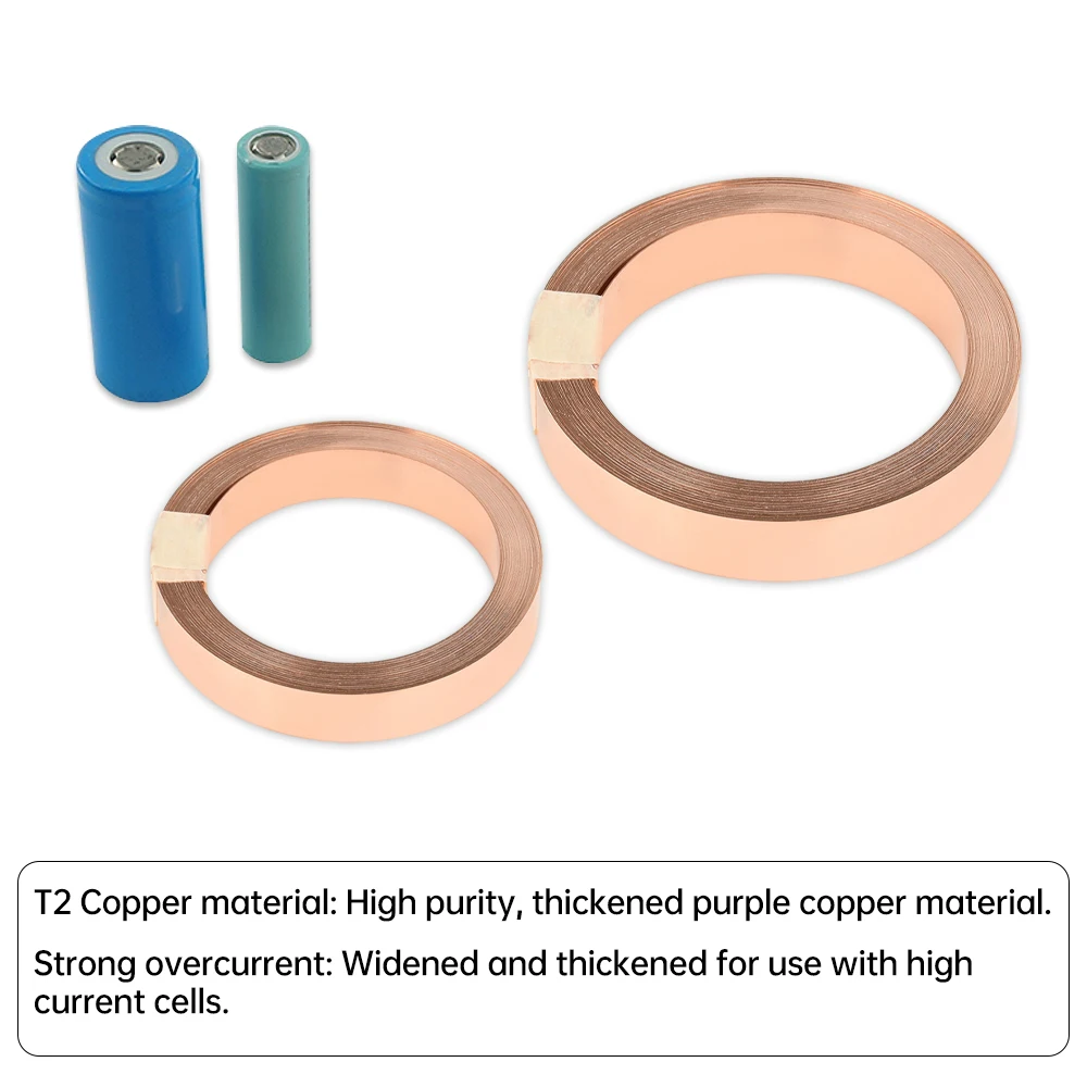 5M 10M T2 Reiner Kupferstreifen Vernickelt 0,15mm 0,2mm Batterie-Punktschweißstreifen für 18650 21700 26650 Lithium-Akkupack – Detail 8