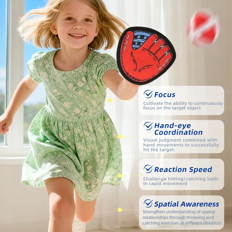 قفاز بيسبول للأطفال من 3 إلى 12 سنة المبتدئين الجلود الناعمة غير قابل للانزلاق؛ أحمر/أزرق/أخضر؛ كرتان فيلكرو؛ خارجي/طفل؛ الأولاد والبنات؛ المسيح #2