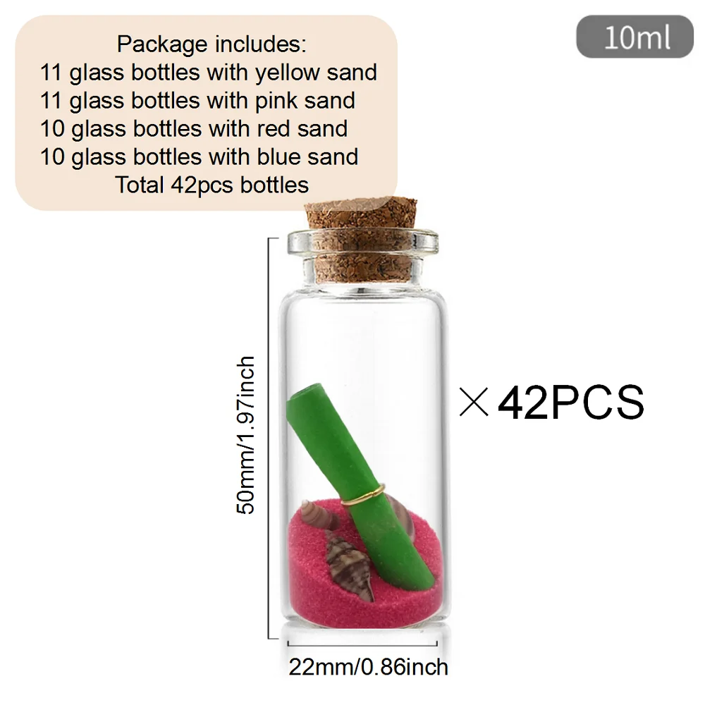 10ml Glass Bottles Cork Stoppers DIY Decoration Mini Glass Vials Cork Message Glass Bottle Vial Cork,Small Glass Bottles 42PCS