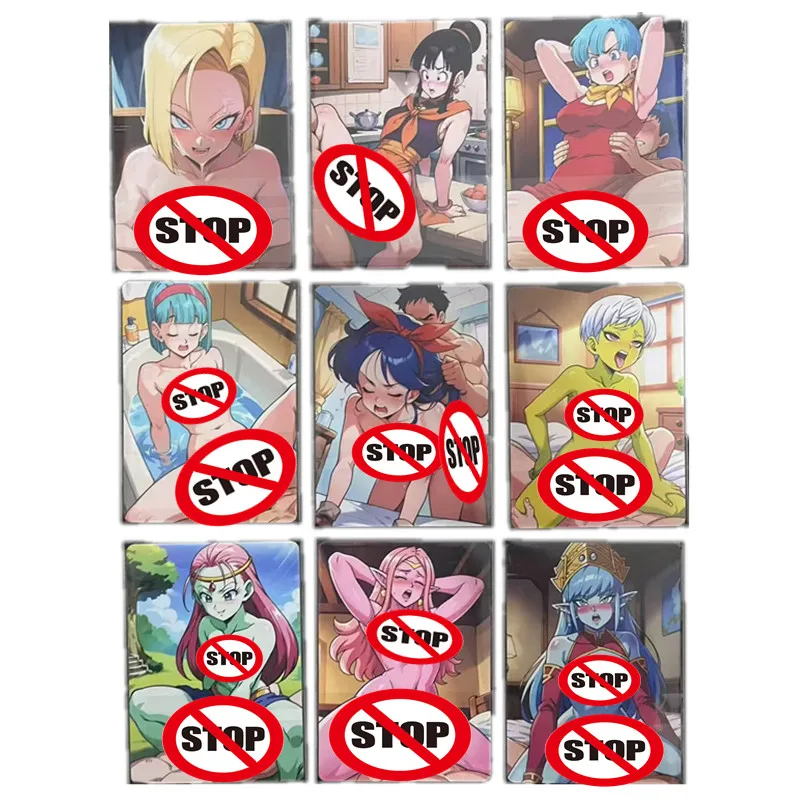 

9Pcs/set Homemade Sexy Anime Cards Dragon Ball Super Z GT Bulma Android No. 18 Nude Card Toy Gift Game DIY Collection Card