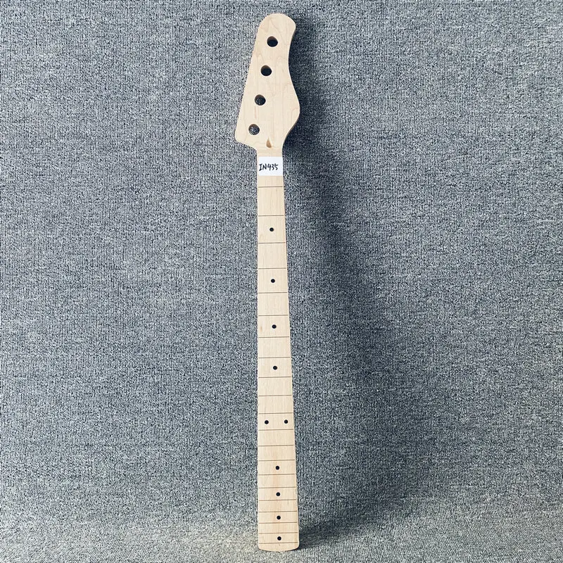 IN435 Custom Order 4 String Electric Bass Neck Semi Finishing No Frets Without Paints Natural Maple Wood DIY Replace Bass Parts