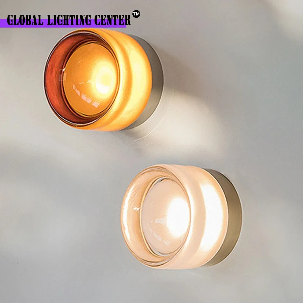 Concave LED Wall Lamp Amber Jelly Small Wall Sconces Bedside Home Decor Light Living Room Hotel Lighting Indoor Outdoor