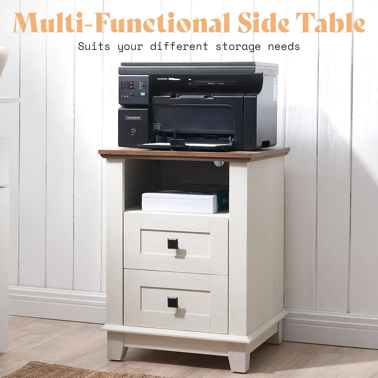 Living Room Table Set of 5 with 59" TV Stand, Rustic White