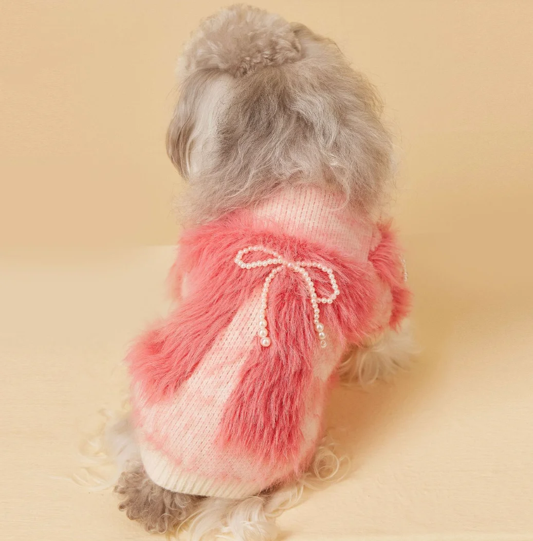 Ladies\' Thick Fur Sweater, Gradient Dog Sweater, Pet Clothing, Schnauzer, Bichon, Teddy, Maltese, Cute, Winter, Fashion