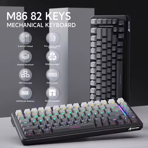 ATTACK SHARK M86 Wireless Mechanical Gaming Keyboard, 75% Gasket Hot Swappable RGB Custom Keyboard, Side Printed PBT Keycaps