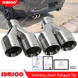ER  1 PCS Exhaust Tip Car modify Double Outlet Exhaust Pipe Nozzle Decoration Stainless tail Pipes Muffler