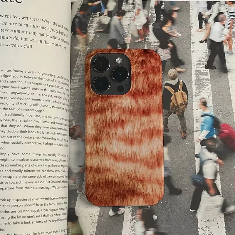 Ins Brown Fur Art High-Quality PC Case for IPhone 16 15 14 13 Pro Max Back Phone Cover for 12 Mini 11 Pro Max XR XS Phone Case