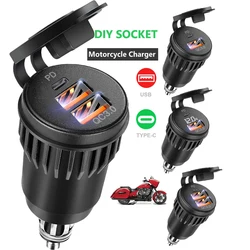 Adaptador de corriente de cargador rápido para motocicleta QC3.0, USB tipo C, PD, Hella DIN, enchufe para BMW R1250, 1300GS, Ducati, Triumph