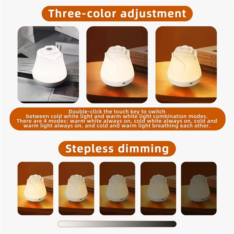 

SYW-Flower Night Light For Girl Dimmable Nursery Nightlight For Kids Flower Lamp Energy Efficient Nursery Night Light