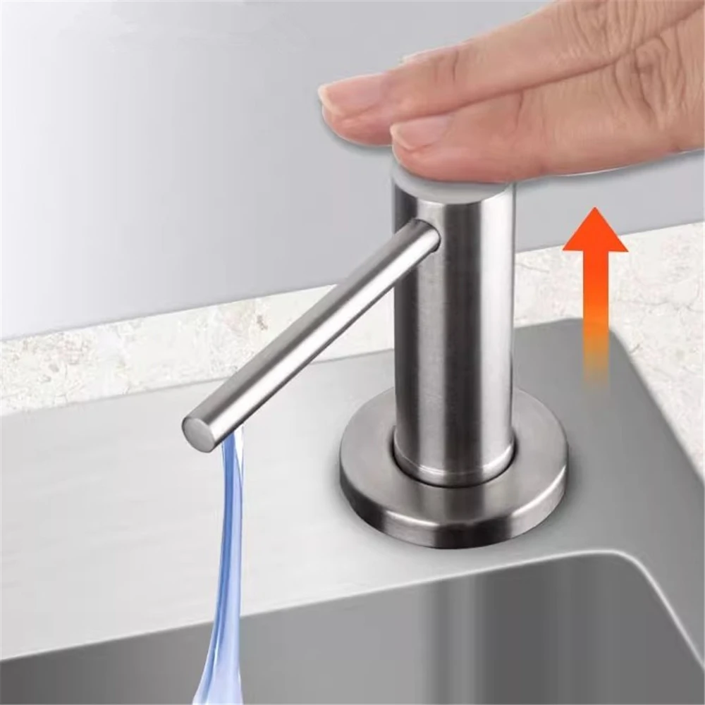 Stainless Steel Sink Detergent Dispenser Built-in Design Kitchen Liquid Soap Dispenser Pump Head Hand Press Liquid Dispenser