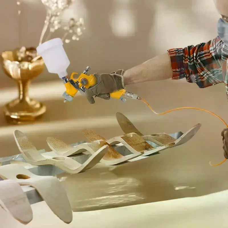 كوب رش بلاستيكي عملي 125/250/600 مل للطلاء، تغذية الجاذبية الهوائية مع موصل خيط لمكونات مسدس الرش #3